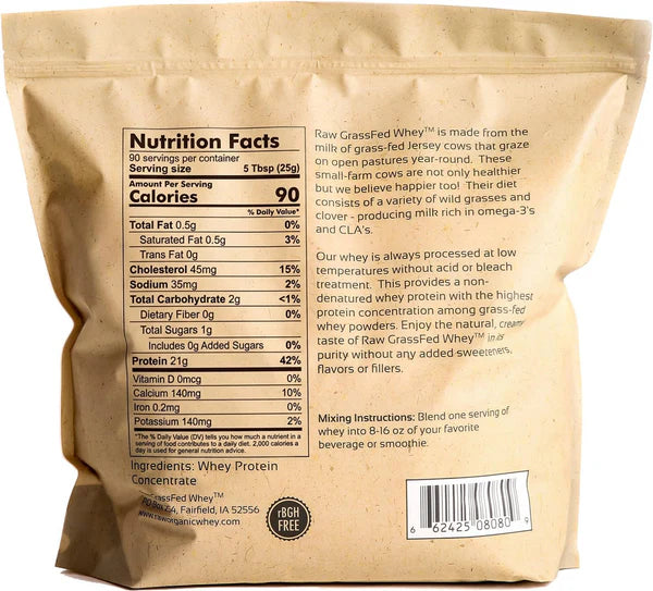 Raw Grass Fed Whey Protein - 5LB